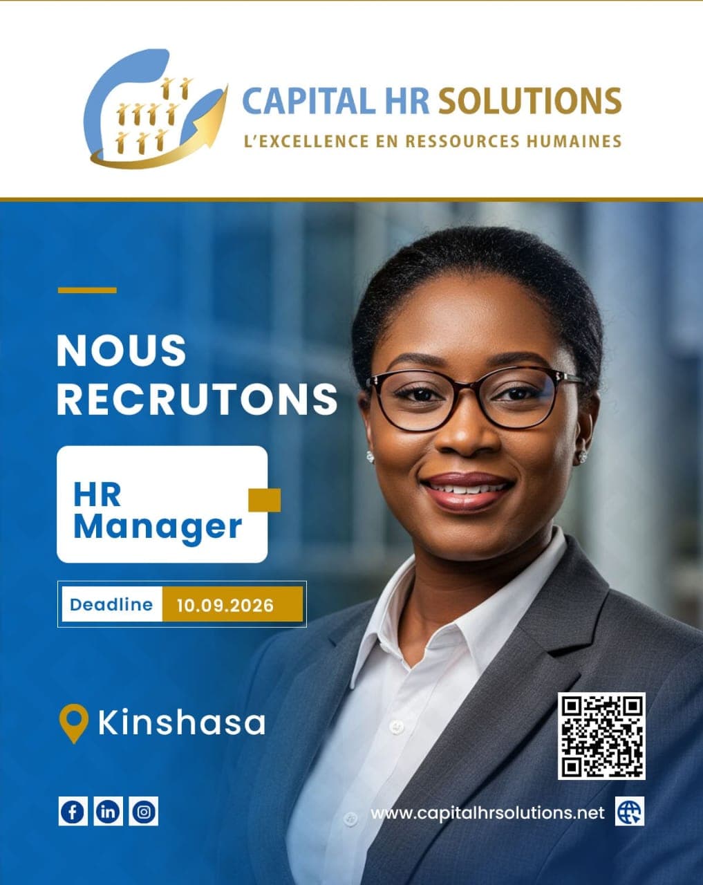 HR Manager – Capital HR Solutions recrute à Kinshasa