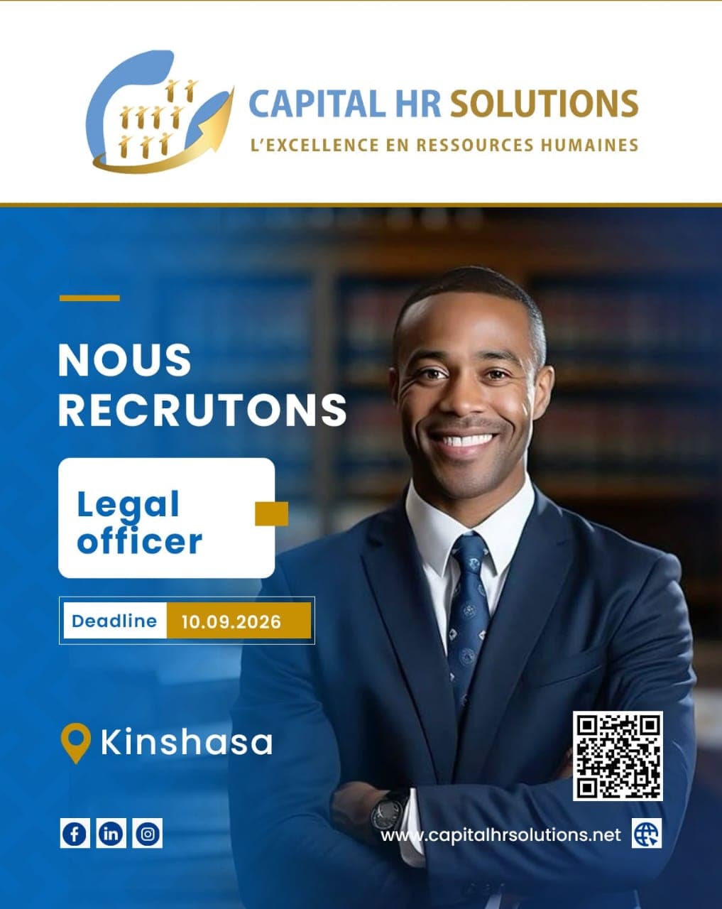 Legal Officer – Capital HR Solutions recrute à Kinshasa